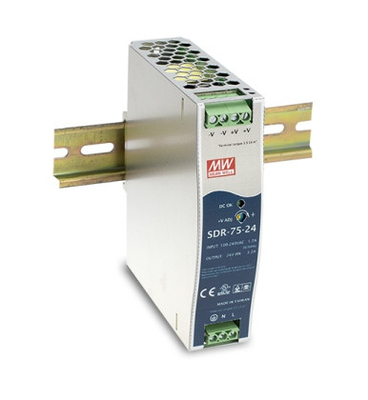 SDR-75-24 मीनवेल दीन रेल बिजली की आपूर्ति 12V 24V 48V 85% -89%