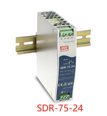 SDR-75-24 मीनवेल दीन रेल बिजली की आपूर्ति 12V 24V 48V 85% -89%