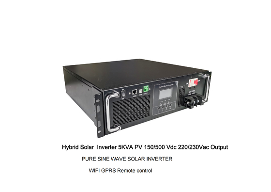 रैक माउंट शुद्ध साइन वेयर हाइब्रिड सोलर इन्वर्टर 5KW PV 150/500Vdc 220/230Vac आउटपुट बीटीएस के लिए वाईफाई जीपीआरएस