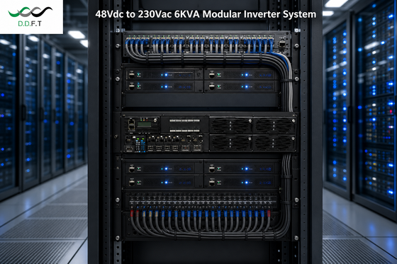 उच्च-विश्वसनीयता 6KVA मॉड्यूलर इन्वर्टर सिस्टम - दूरसंचार के लिए 48Vdc से 220Vac शुद्ध साइन वेव