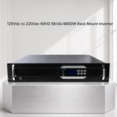19 इंच 2U रैक इन्वर्टर 6KVA 4800W शुद्ध साइन वेव 125VDC से 220VAC ऑफ-ग्रिड अनुप्रयोगों के लिए