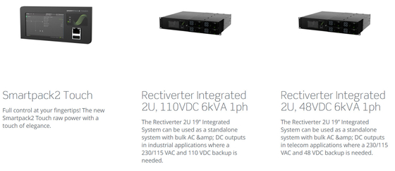 Eltek Rectiverter 2U 6kVA Eltek Flatpack पावर सिस्टम स्मार्टपैक2 टच कंट्रोलर CIOR0402.1XXX के साथ